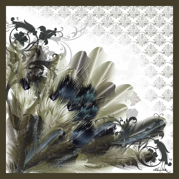 羽毛-2-增加墨绿色-1-9 scarf designs