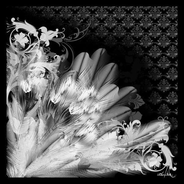 羽毛-2-黑灰色-1-7 scarf designs